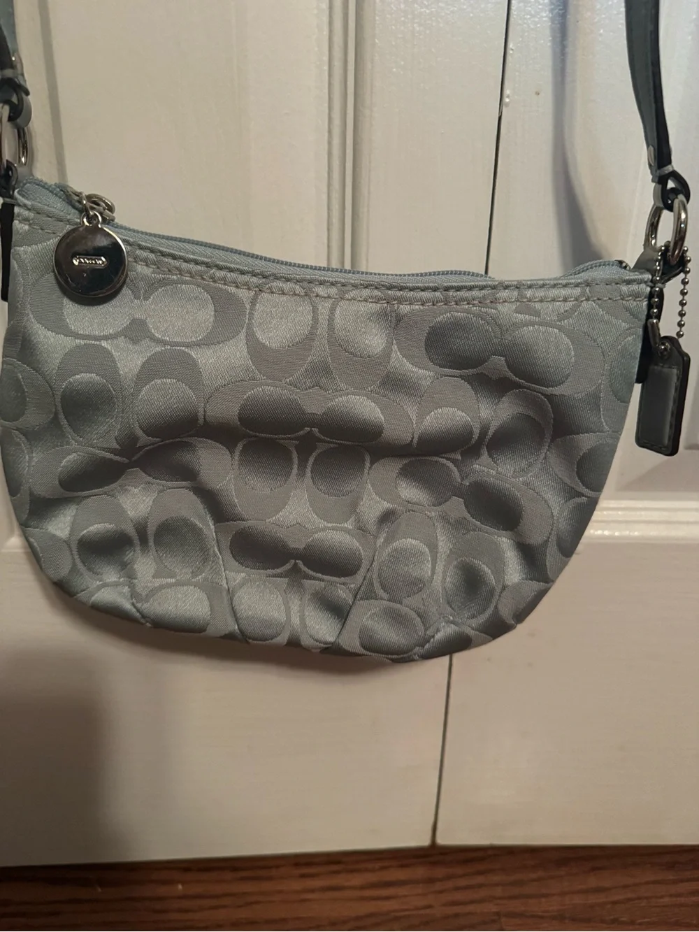 Coach Light Blue Signature Jacquard Crossbody Bag